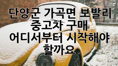 단양군 가곡면 보발리 중고차 구매, 어디서부터 시작해야 할까요? 🚗💨